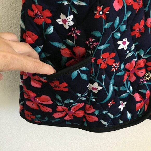 Korean Fashion Quilted Cozy Short Sleeve Top Floral Navy Blue Red Womens M/L - Picture 4 of 12